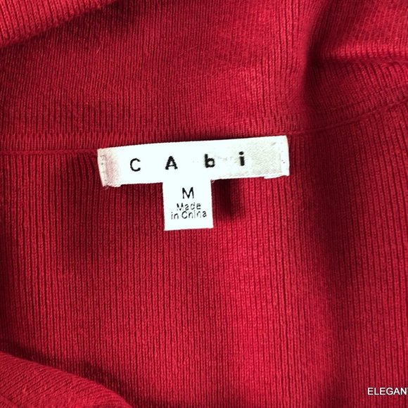CAbi 285 Zip It Cardigan Sweater M Womens Red Asymmetrical Short 3/4 Sleeve Top - Picture 5 of 8